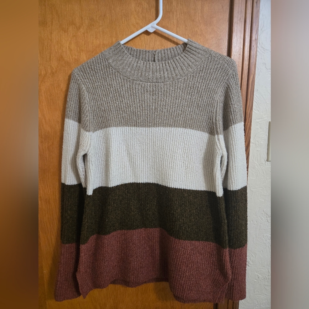 Pink Clover Fall Color Block Sweater